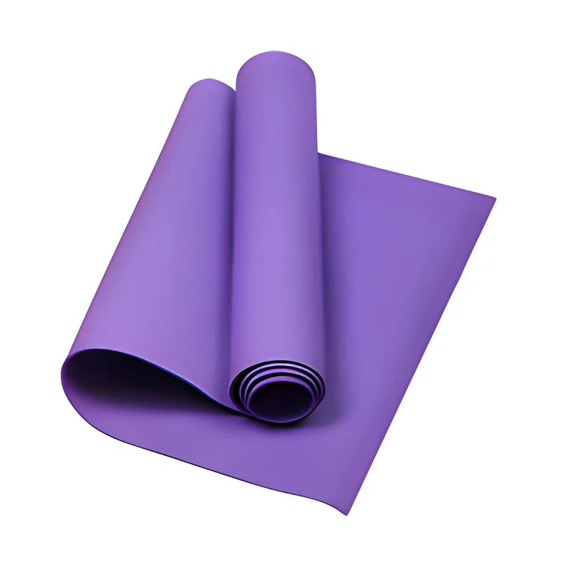 Purple non-slip yoga mat for exercise, fitness, and stretching routines